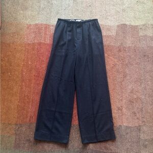 Vince Elegant Wide Leg Wool-blend Black Trousers - Sz M